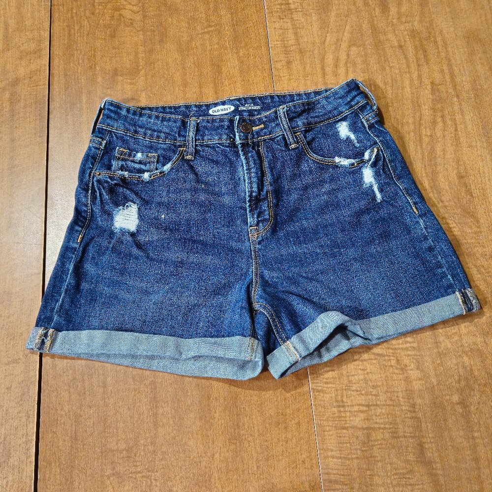 Old Navy High Rise Size 4 Denim Jean Shorts Distressed